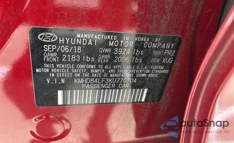 2019 Hyundai Elantra Sel from USA, damaged, VIN KMHD84LF3KU770704